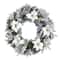 24" White LED Lights Flocked Poinsettia & Pine Artificial Christmas Wreath